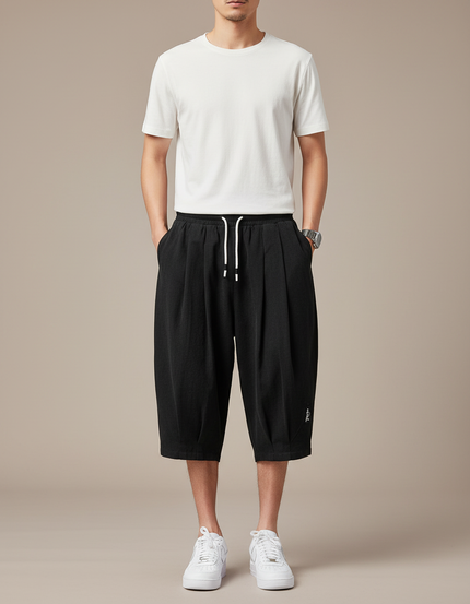 Pantalon Chinois Noir Ample Coton Décontracté Homme