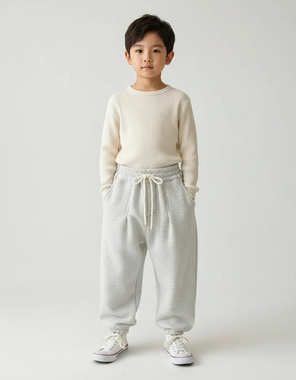 Pantalon Chinois Gris Clair Ample Décontracté Enfant - Molleton