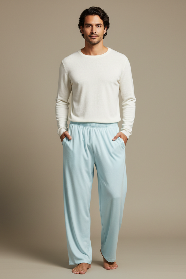 Pantalon Chinois Bleu Ciel Ample Fluide Confortable - Viscose