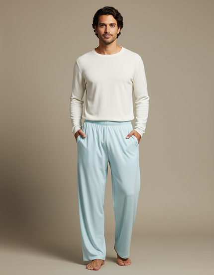 Pantalon Chinois Bleu Ciel Ample Fluide Confortable - Viscose