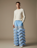 Pantalon Chinois Bleu Fourrure Scintillant Festif Homme - Polyester