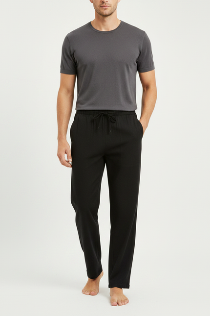 Pantalon Chinois Homme Noir Avec Cordon - Maille