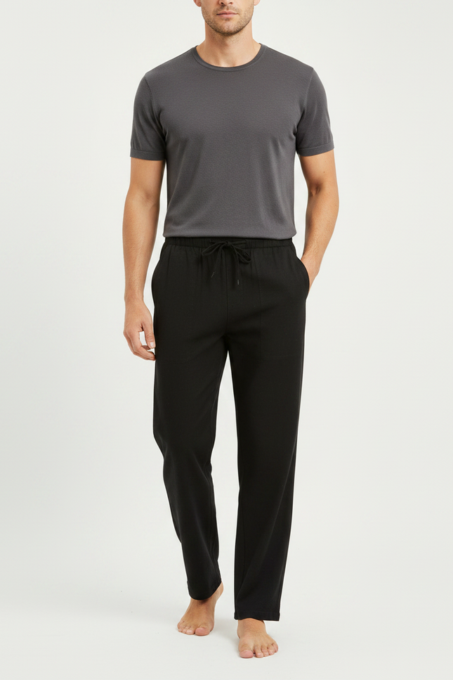 Pantalon Chinois Homme Noir Avec Cordon - Maille