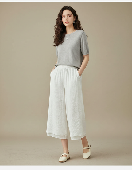 Pantalon Chinois Blanc Ample Fluide Coton Lin