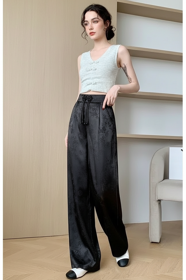 Veste Et Pantalon Chinois - Noir Satin