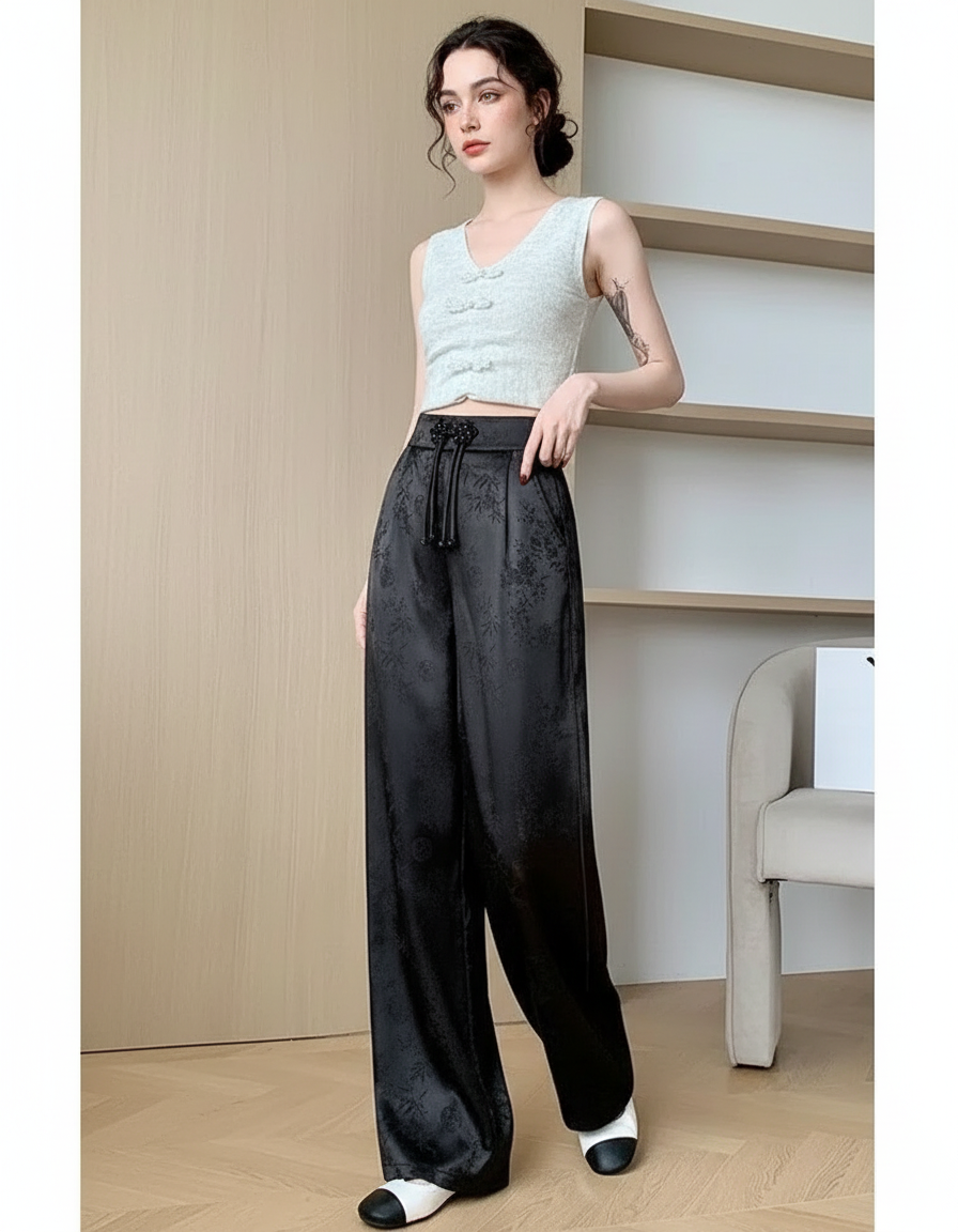 Veste Et Pantalon Chinois - Noir Satin