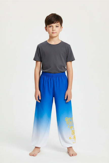 Pantalon Chinois Dégradé Bleu Blanc Ample Enfant Doré - Multicolore Polyester