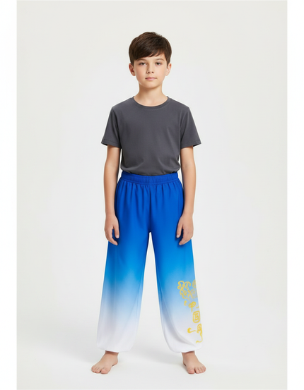 Pantalon Chinois Dégradé Bleu Blanc Ample Enfant Doré - Multicolore Polyester