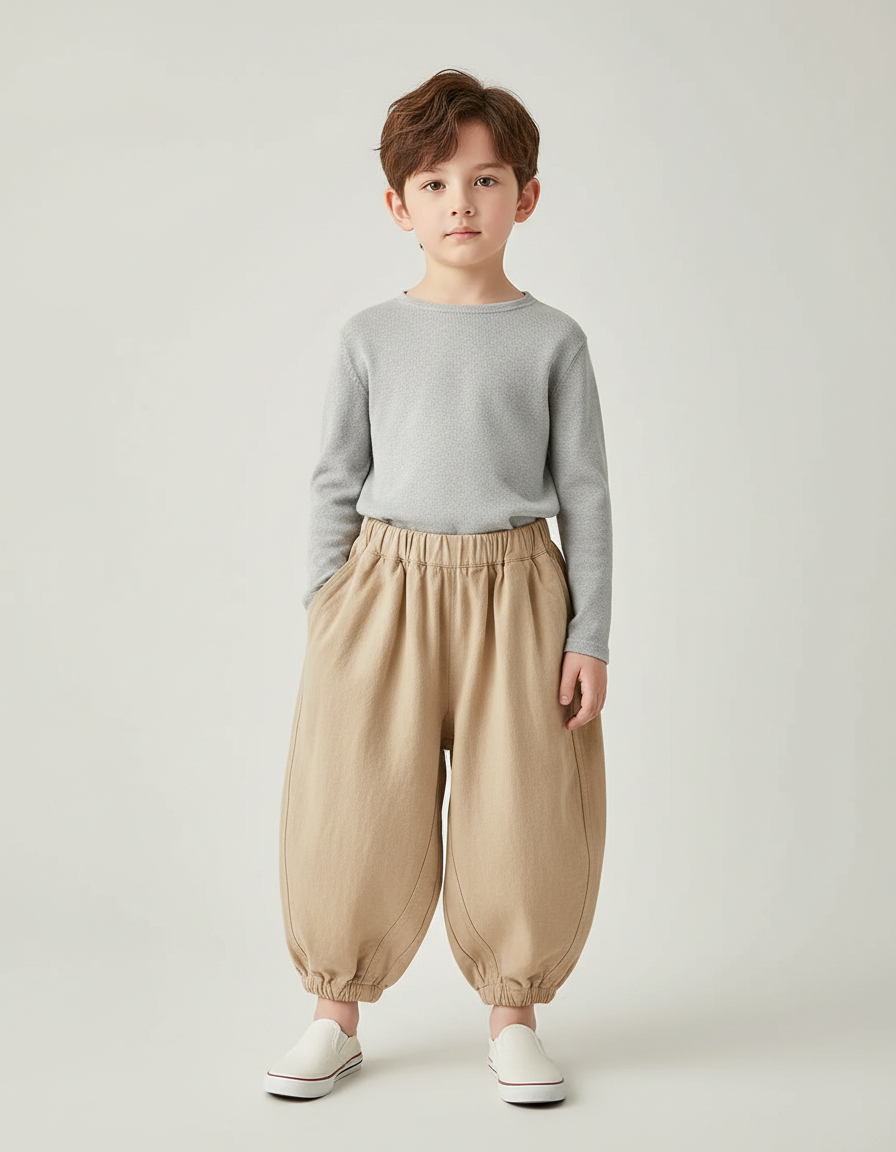 Pantalon Chinois Beige Harem Ample Coton Enfant
