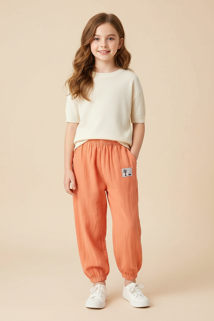 Pantalon Chinois Orange Lin Ample Enfant Confortable