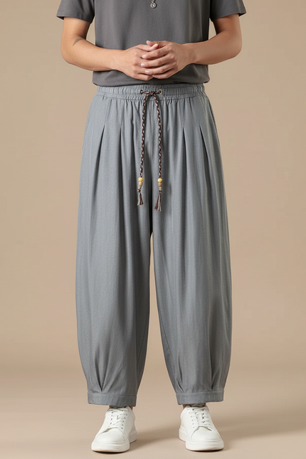 Pantalon Chinois Gris Ample Harem Décontracté Homme - Gabardine