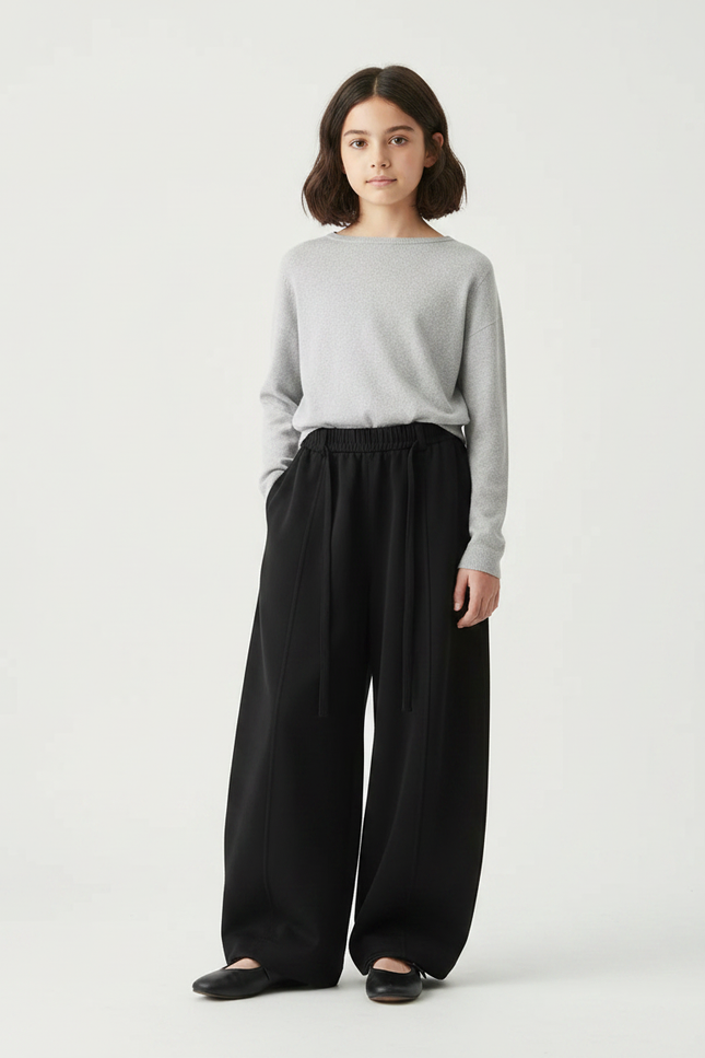 Pantalon Chinois Noir Ample Fluide Cordon Élastique - Molleton