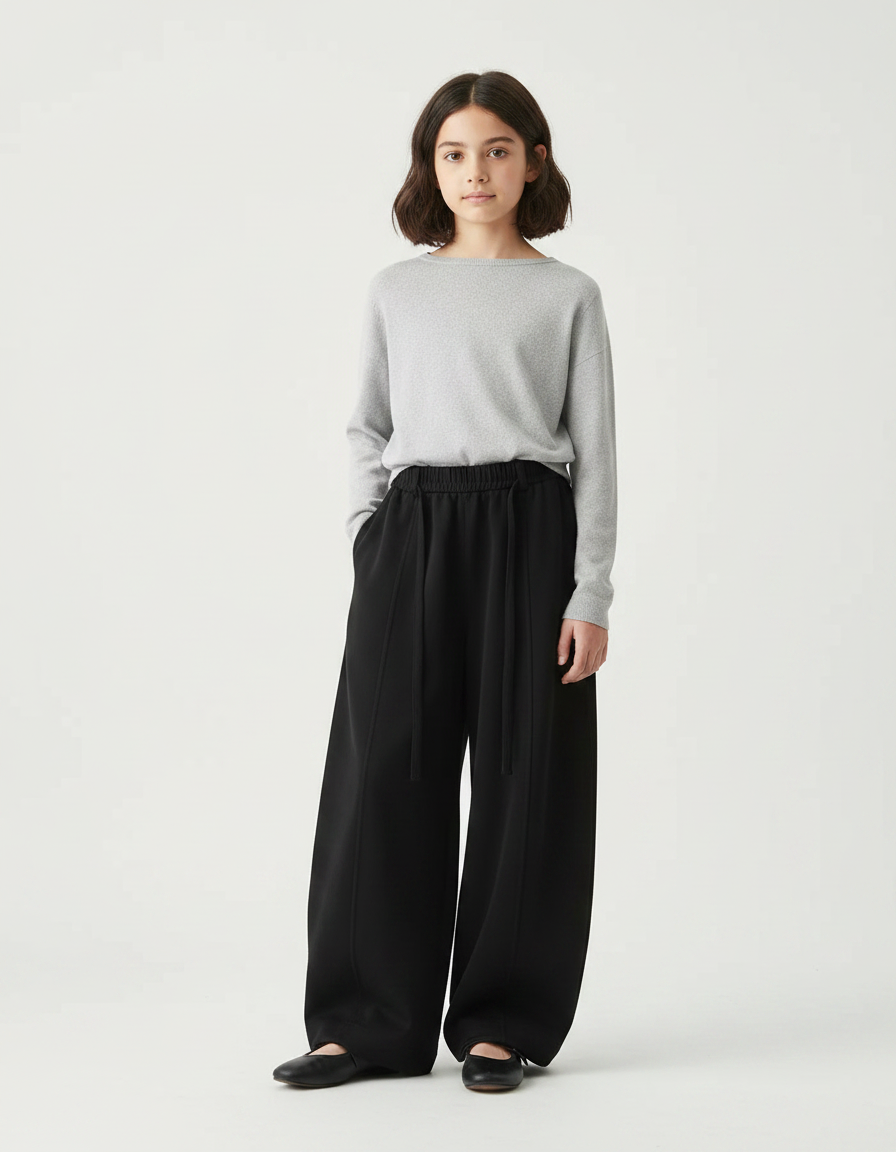 Pantalon Chinois Noir Ample Fluide Cordon Élastique - Molleton