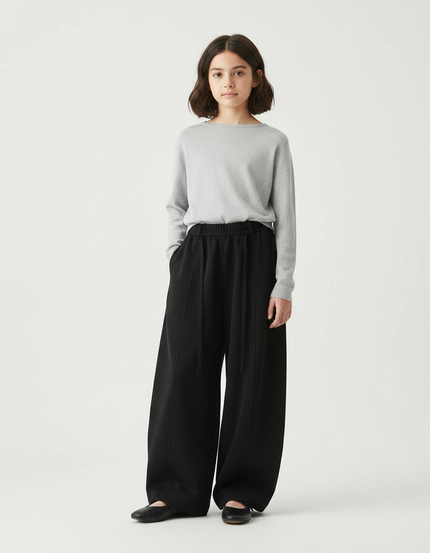 Pantalon Chinois Noir Ample Fluide Cordon Élastique - Molleton