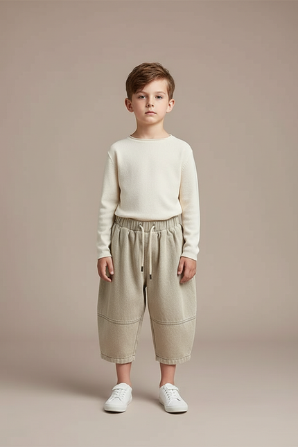 Pantalon Chinois Harem Ample Coton Enfant Beige - Molleton