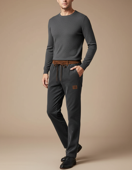 Pantalon Chinois Gris Côtelé Droit Décontracté Homme - Cordé