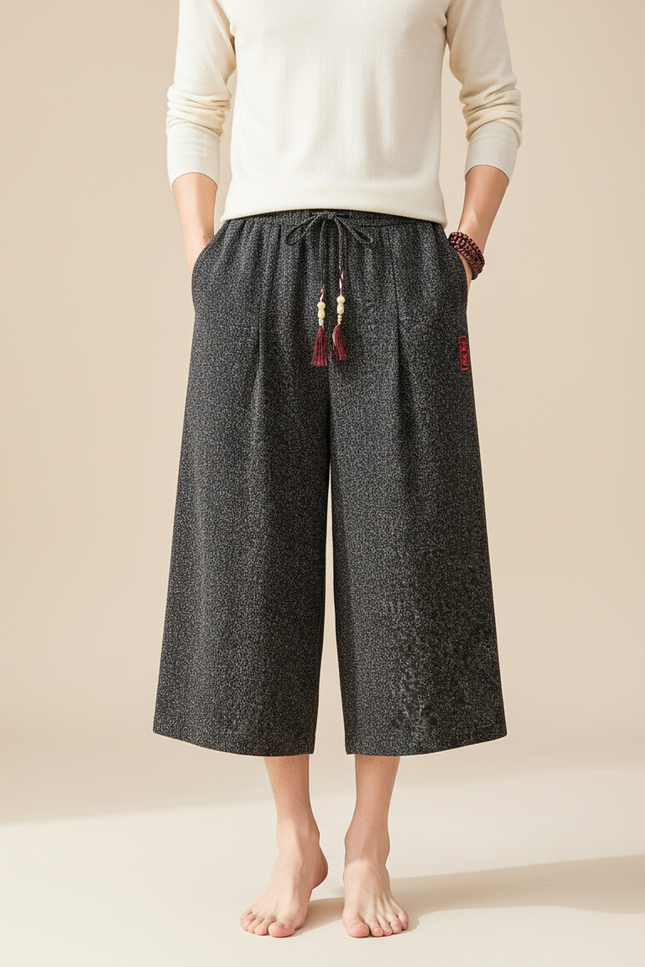 Pantalon Chinois Gris Ample Décontracté Fluide - Maille