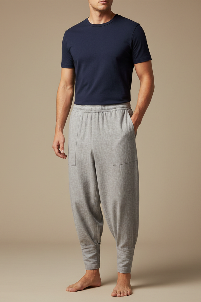 Pantalon Chinois Gris Ample Coton Confortable Homme