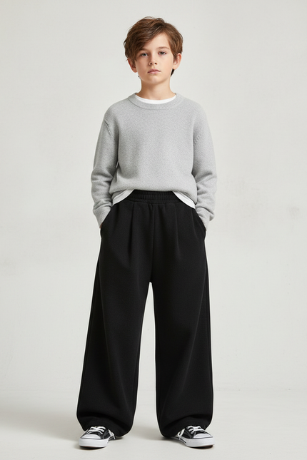 Pantalon Chinois Noir Ample Élastique Confortable Décontracté - Molleton