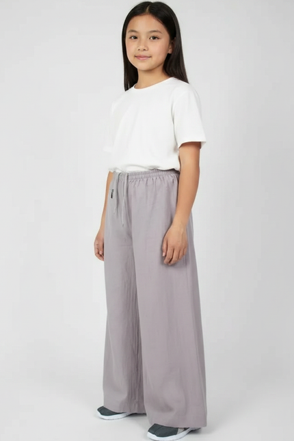 Pantalon Chinois Gris Ample Coton Fluide Enfant