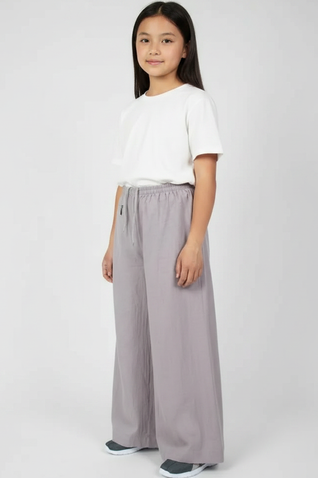 Pantalon Chinois Gris Ample Coton Fluide Enfant