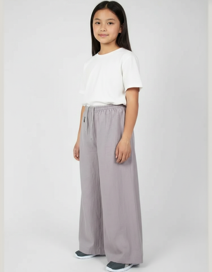 Pantalon Chinois Gris Ample Coton Fluide Enfant