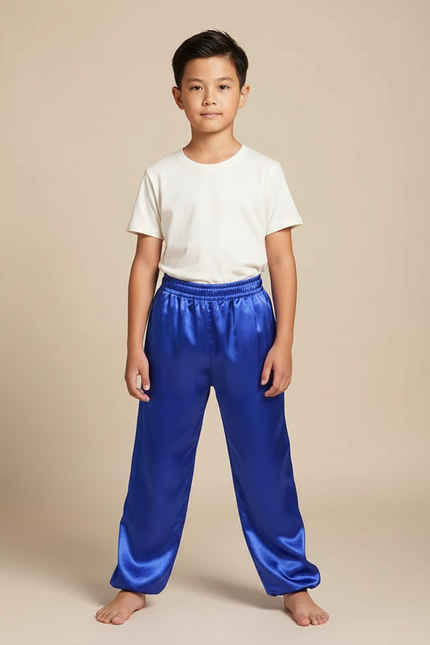 Pantalon Chinois Bleu Royal Satin Fluide Enfant