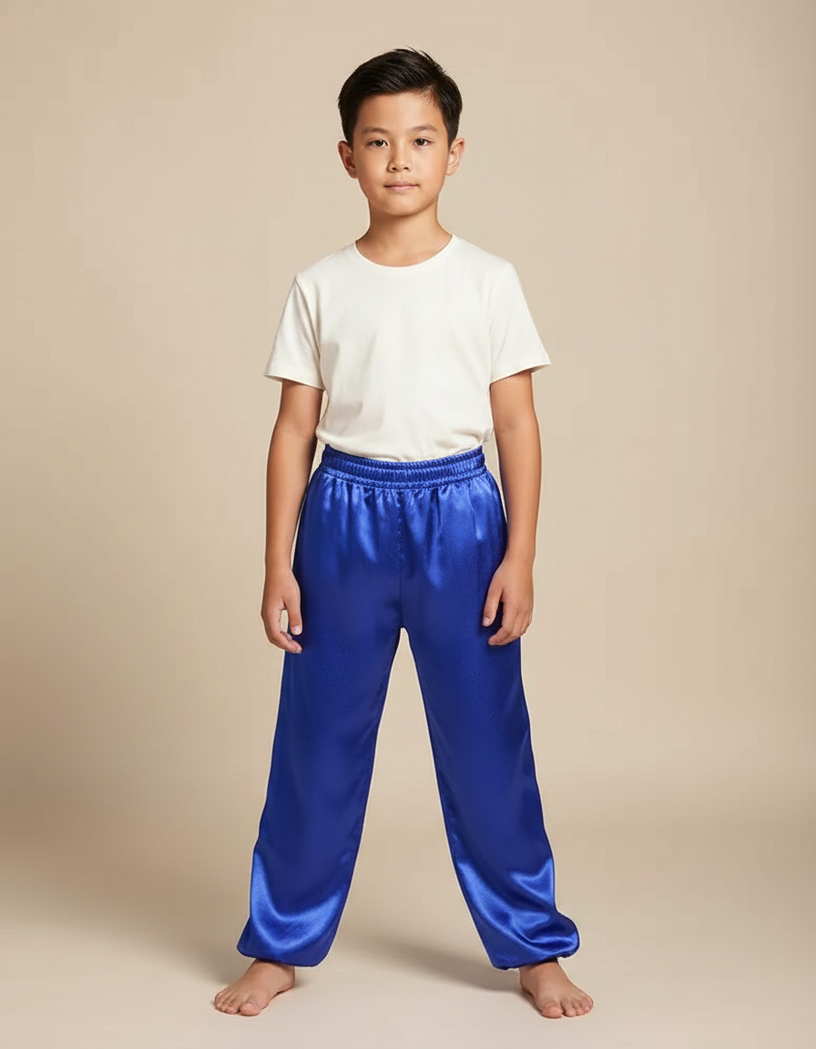 Pantalon Chinois Bleu Royal Satin Fluide Enfant