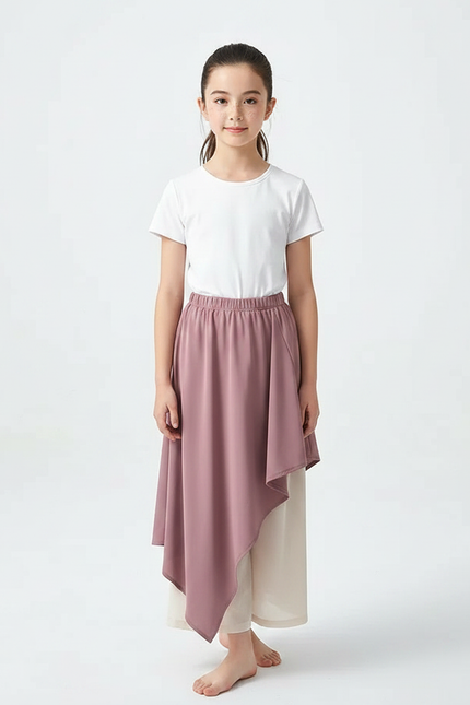 Pantalon Chinois Fluide Rose Beige Superposé Élégant - Multicolore Polyester