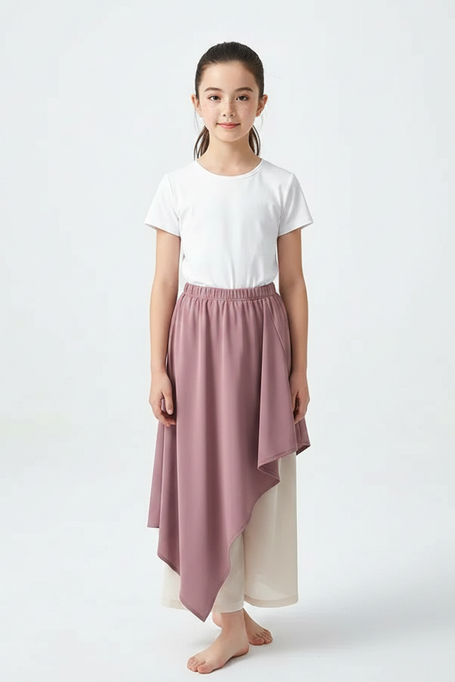 Pantalon Chinois Fluide Rose Beige Superposé Élégant - Multicolore Polyester