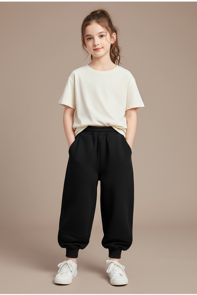 Pantalon Chinois Noir Ample Molletonné Confortable