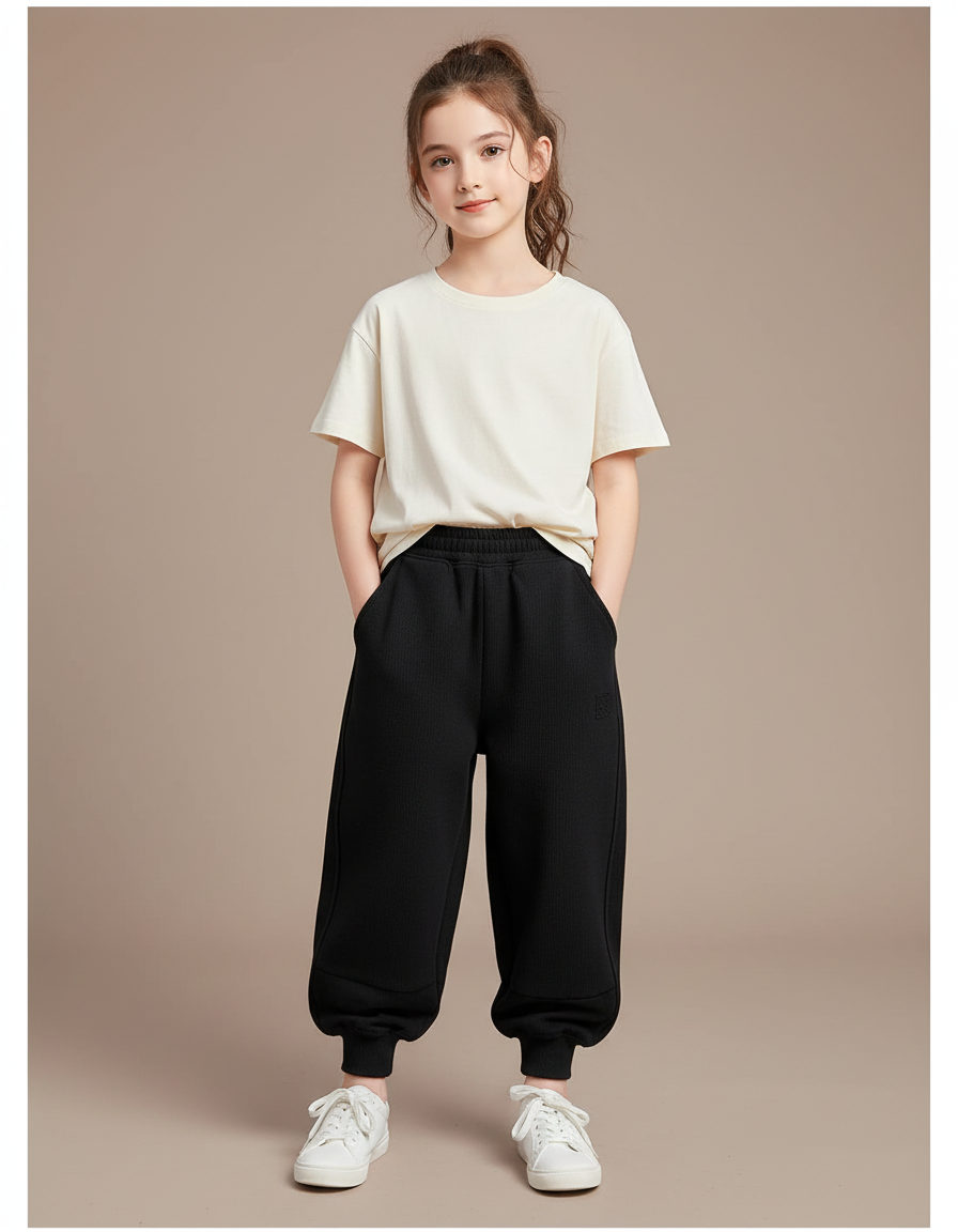 Pantalon Chinois Noir Ample Molletonné Confortable