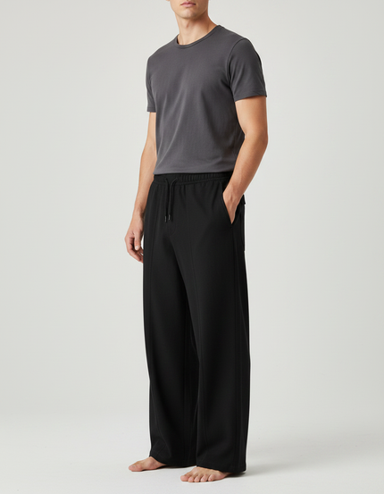 Pantalon Chinois Noir Ample Décontracté Homme - Polyester