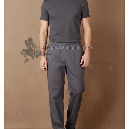 Pantalon Chinois Gris Coton Ample Unisexe Sport