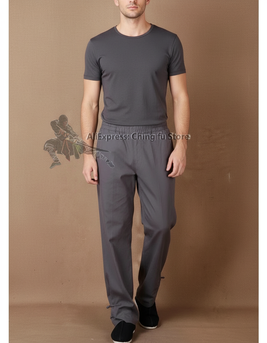 Pantalon Chinois Gris Coton Ample Unisexe Sport
