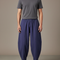 Pantalon Chinois Bleu Ample Coton Lin Unisexe - Marine