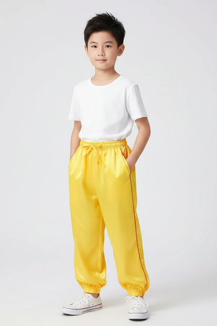 Pantalon Chinois Jaune Satiné Fluide Enfant