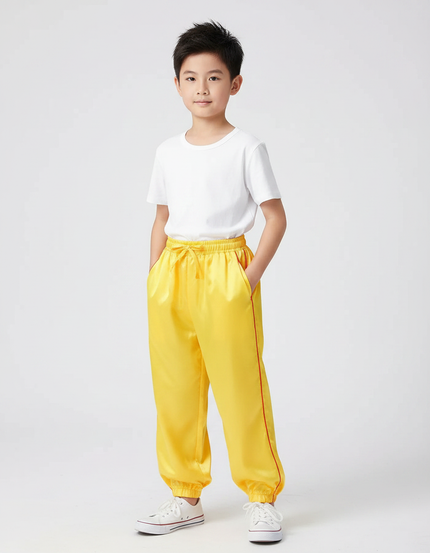 Pantalon Chinois Jaune Satiné Fluide Enfant