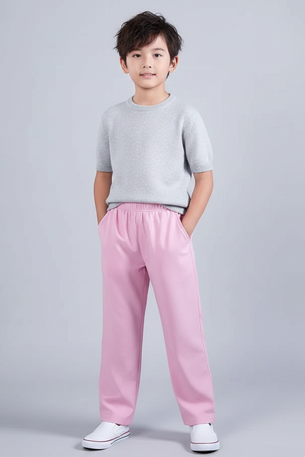 Pantalon Chinois Rose Ample Élastique Enfant Décontracté - Polyester