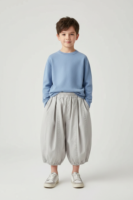 Pantalon Chinois Gris Ample Coton Enfant Garçon