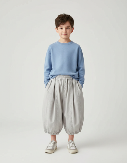 Pantalon Chinois Gris Ample Coton Enfant Garçon