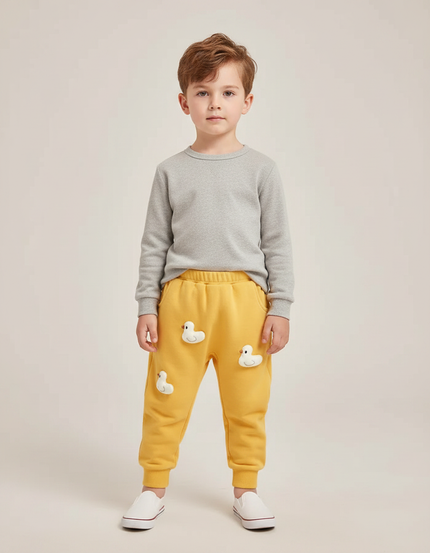 Pantalon Chinois Jaune Canards Ample Molleton Enfant