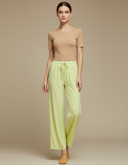 Pantalon Chinois Vert Clair Fluide Ample Femme - Viscose