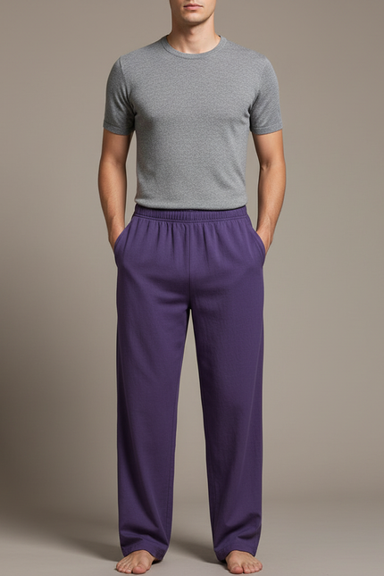 Pantalon Chinois Violet Ample Coton Confortable Unisexe - Molleton