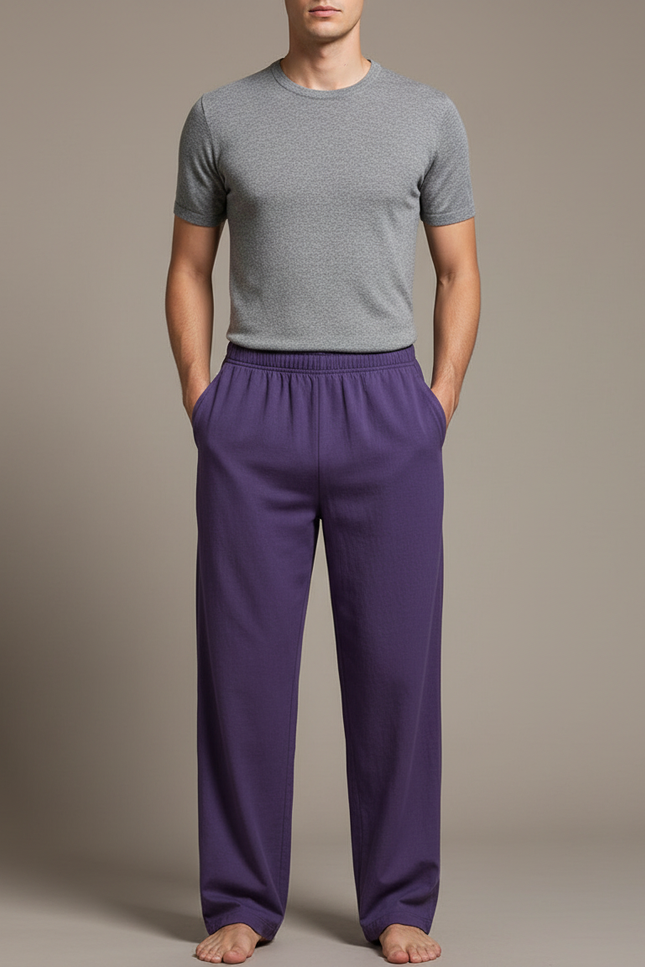 Pantalon Chinois Violet Ample Coton Confortable Unisexe - Molleton