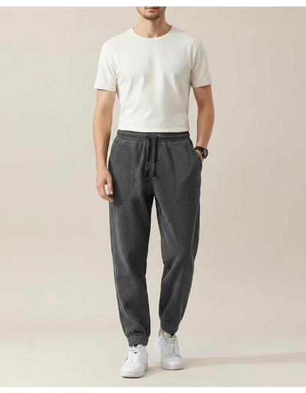 Pantalon Chinois Velours Côtelé Gris Décontracté Homme - Cordé