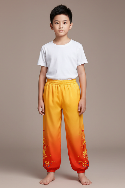 Pantalon Chinois Dégradé Orange Dragon Ample Enfant - Multicolore Polyester