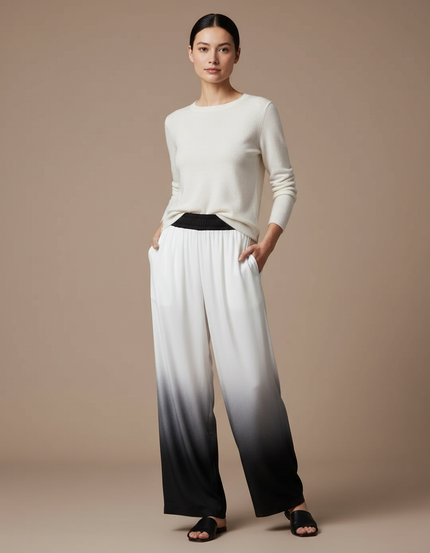 Pantalon Chinois Dégradé Ample Fluide Élégant Bicolore - Multicolore Viscose