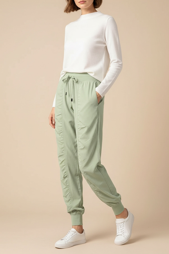 Pantalon Chinois Vert Clair Jogger Sport Cordon Fluide - Polyester