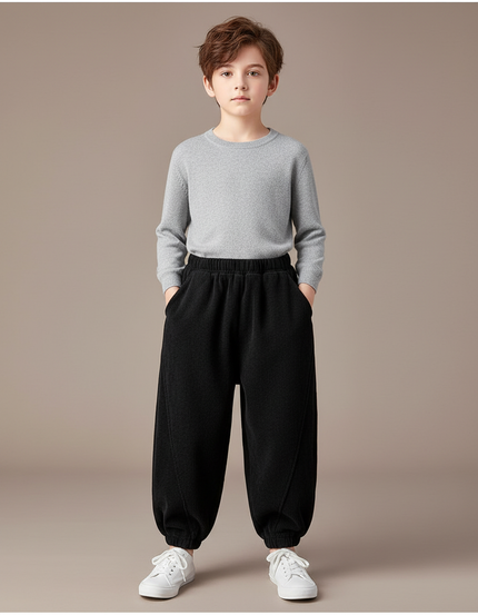 Pantalon Chinois Garçon Noir Sarouel Velours - Cordé